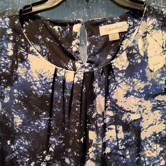 Calvin Klein Tops - Calvin Klein: Blue/Black/White/Gray Sleeveless Blouse